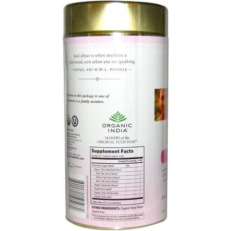 草藥茶, 塔爾西茶: Organic India, Tulsi Loose Leaf Blend Tea, Sweet Rose, Caffeine-Free, 3.5 oz (100 g)