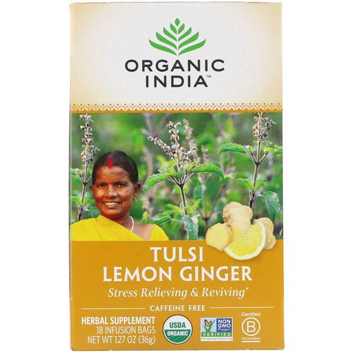 Organic India, Tulsi Tea, Lemon Ginger, Caffeine-Free, 18 Infusion Bags, 1.27 oz (36 g) Review