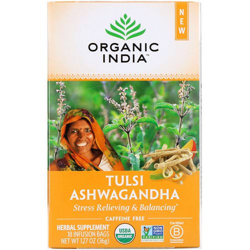 Organic India, Tulsi Tea, Ashwagandha, Caffeine-Free, 18 Infusion Bags, 1.27 oz (36 g) Review