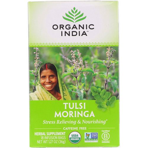 Organic India, Tulsi Tea, Moringa, Caffeine Free, 18 Infusion Bags, 1.27 oz (36 g) Review