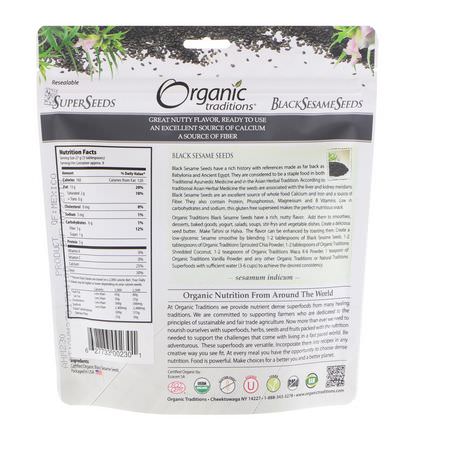 芝麻, 香料: Organic Traditions, Black Sesame Seeds, 8 oz (227 g)