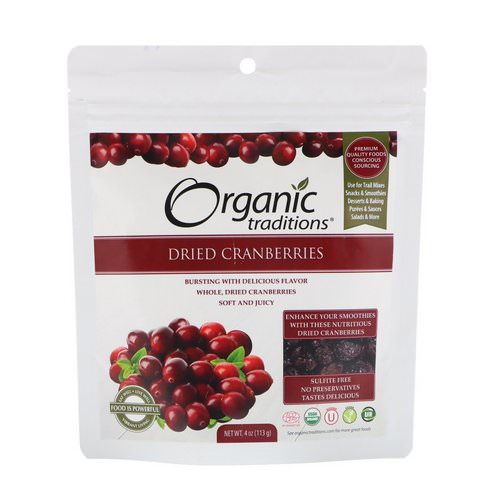 Organic Traditions, Dried Cranberries, 4 oz (113 g) Review