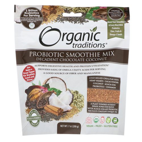 Organic Traditions, Probiotic Smoothie Mix, Decadent Chocolate Coconut, 7 oz (200 g) Review