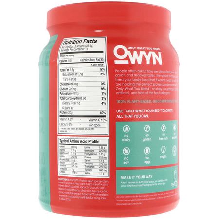 植物性, 植物性蛋白: OWYN, Protein, 100% Plant-Based Powder, Strawberry Banana, 1.1 lbs (512 g)