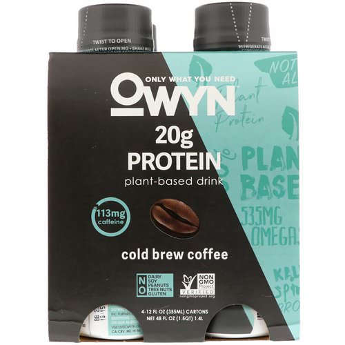 OWYN, Protein Plant-Based Shake, Cold Brew Coffee, 4 Shakes, 12 fl oz (355 ml) Each Review