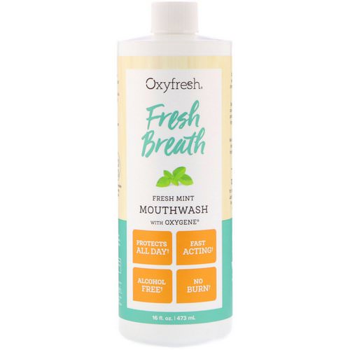 Oxyfresh, Fresh Breath, Fresh Mint Mouthwash with Oxygene, 16 fl oz (473 ml) Review
