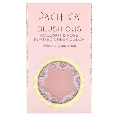 腮紅, 臉頰: Pacifica, Blushious, Coconut & Rose Infused Cheek Color, Camellia, 0.10 oz (3.0 g)