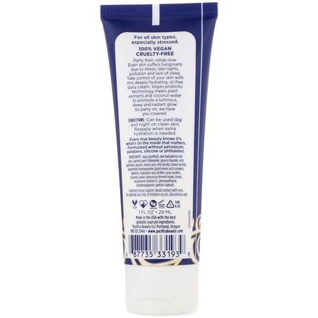 椰子護膚霜, 面霜: Pacifica, Coconut Probiotic, Technology Water Rehab Cream, 1 fl oz (29 ml)