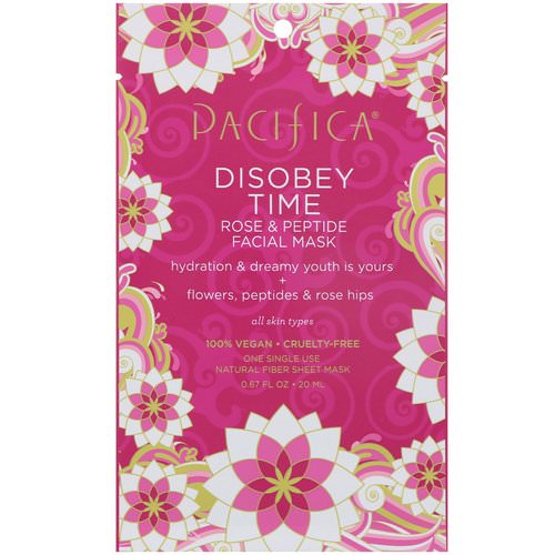 Pacifica, Disobey Time, Rose & Peptide Facial Mask, 1 Mask, 0.67 fl oz (20 ml) Review