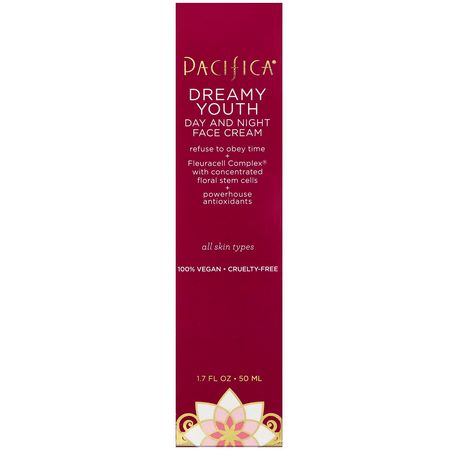 面霜, 保濕霜: Pacifica, Dreamy Youth, Day and Night Face Cream, All Skin Types, 1.7 fl oz (50 ml)