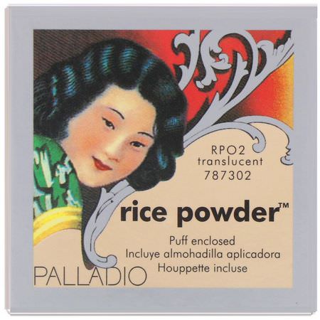 散粉, 臉部: Palladio, Rice Powder, Translucent, 0.60 oz (17 g)