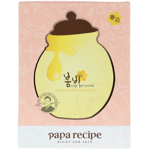 Papa Recipe, Bombee Rose Gold Honey Mask Pack, 5 Masks, 25 ml Each Review