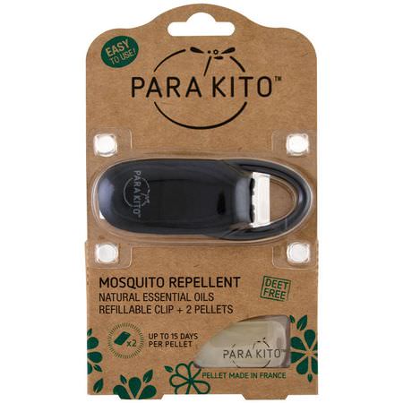 安全的小蟲: Para'kito, Mosquito Repellent Clip + 2 Pellets, Black, 3 Piece Set