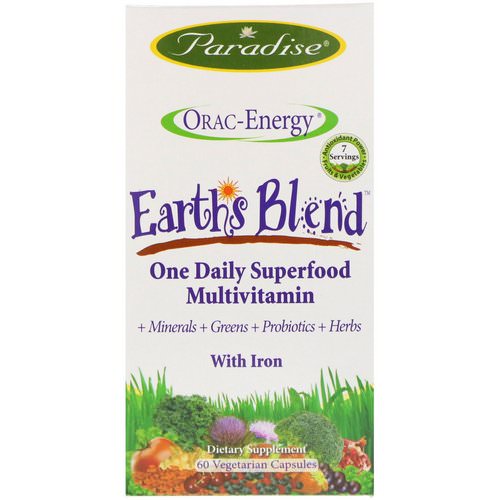 Paradise Herbs, ORAC-Energy, Earth's Blend, One Daily Superfood Multivitamin, With Iron, 60 Vegetarian Capsules Review
