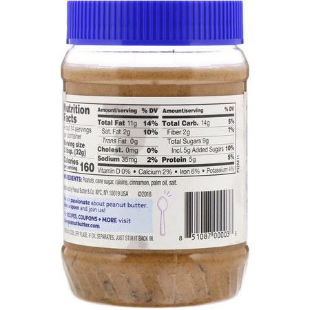 蜜餞, 塗抹醬: Peanut Butter & Co, Cinnamon Raisin Swirl, Peanut Butter Blended with Cinnamon and Raisins, 16 oz (454 g)