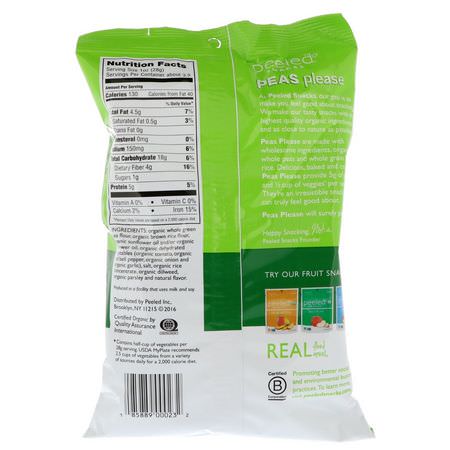 蔬菜小吃, 水果: Peeled Snacks, Peas Please, Organic, Garden Herb, 3.3 oz (94 g)
