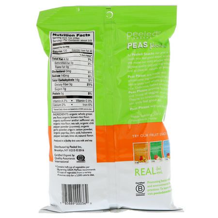 蔬菜小吃, 水果: Peeled Snacks, Peas Please, Organic, Habanero Lime, 3.3 oz (94 g)