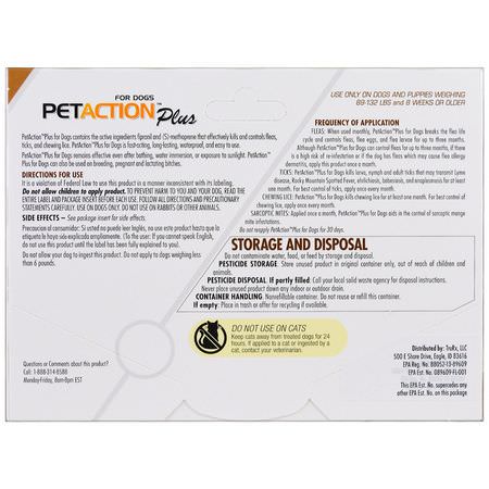 蝨子防禦, 跳蚤: PetAction Plus, For Xlarge Dogs, 3 Doses - 0.136 fl oz Each