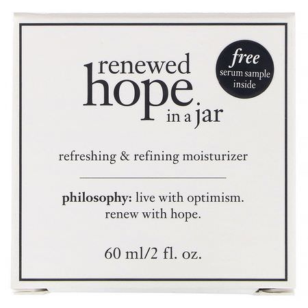 面部保濕霜, 護膚: Philosophy, Renewed Hope in a Jar, Refreshing & Refining Moisturizer, 2 fl oz (60 ml)