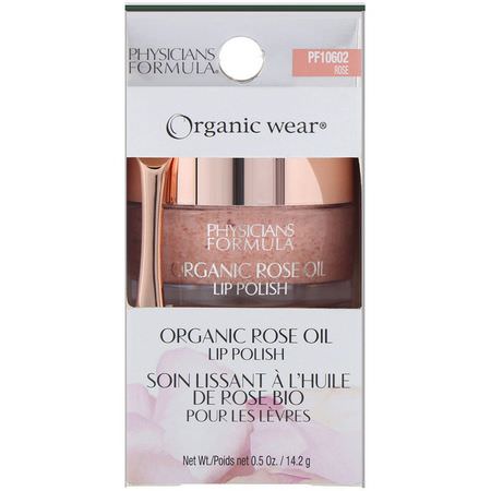 唇部磨砂, 護唇: Physicians Formula, Organic Wear, Organic Rose Oil Lip Polish, 0.5 oz (14.2 g)