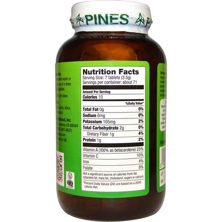 小麥草, 超級食品: Pines International, Organic, Wheat Grass, 500 mg, 500 Tablets