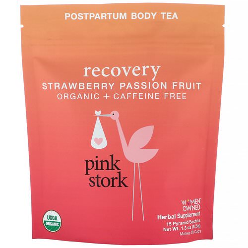 Pink Stork, Recovery, Postpartum Body Tea, Strawberry Passion Fruit, Caffeine Free, 15 Pyramid Sachets, 1.32 oz (37.5 g) Review