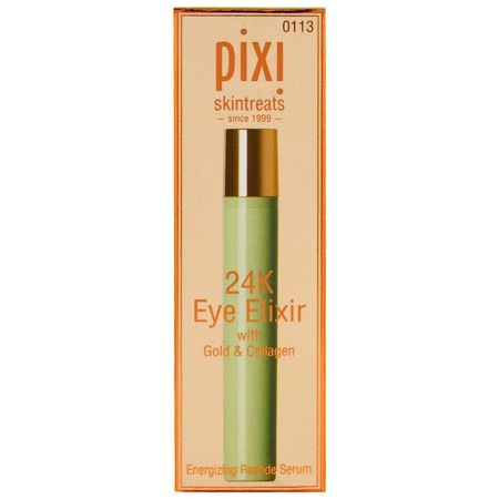 膠原蛋白, 緊膚: Pixi Beauty, 24K Eye Elixir with Gold & Collagen, Energizing Peptide Serum, .31 fl oz (9.3 ml)