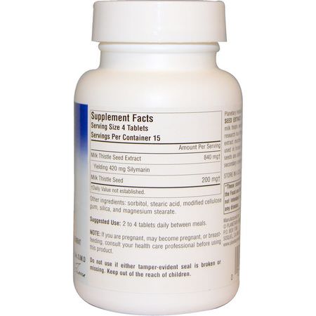 肝臟, 補品: Planetary Herbals, Milk Thistle Seed Extract, Full Spectrum, 260 mg, 60 Tablets