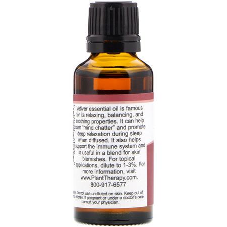香精油, 冥想: Plant Therapy, 100% Pure Essential Oils, Vetiver, 1 fl oz (30 ml)