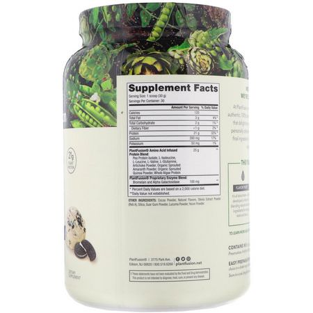 植物性, 植物性蛋白: PlantFusion, Complete Protein, Cookies and Cream, 2 lb (900 g)