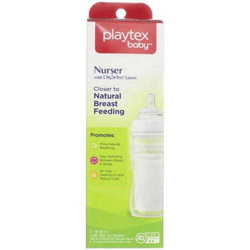 Playtex Baby, Closer to Natural Breast Feeding Bottle, 3M+, Medium, 1 Bottle with 5 Drop-INS Liners, 8-10 oz (236-300 ml) Review