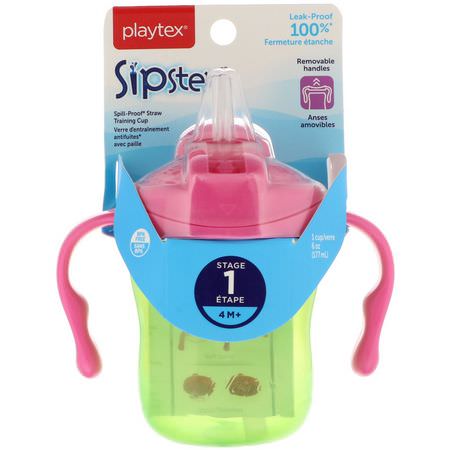 杯子, 孩子餵食: Playtex Baby, Sipsters, Training Cup, 4+ Months, 1 Cup, 6 oz (177 ml)