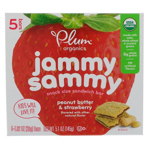 Plum Organics, Jammy Sammy, Peanut Butter & Strawberry, 5 Bars, 1.02 oz (29 g) Each Review