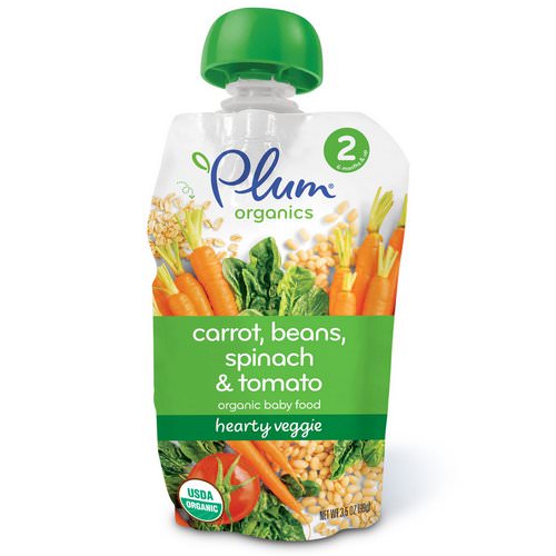 Plum Organics, Organic Baby Food, Stage 2, Hearty Veggie, Carrot, Beans, Spinach & Tomato, 3.5 oz (99 g) Review