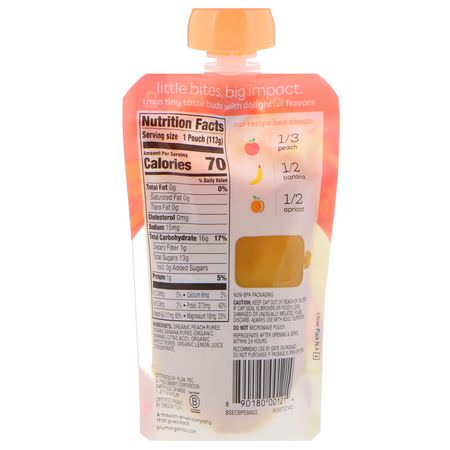 膳食, 果泥: Plum Organics, Organic Baby Food, Stage 2, Peach, Banana & Apricot, 4 oz (113 g)
