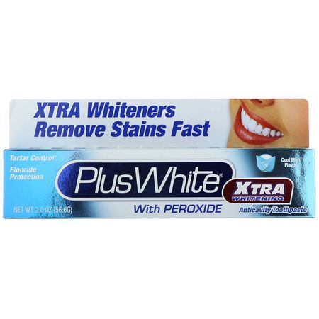 美白, 牙膏: Plus White, Xtra Whitening with Peroxide, Clean Mint Flavor, 2.0 oz (56.6 g)