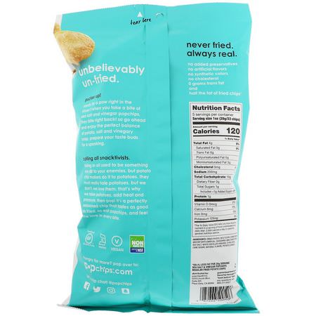 芯片, 小吃: Popchips, Potato Chips, Sea Salt & Vinegar, 5 oz (142 g)