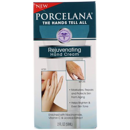 護手霜, 手部護理: Porcelana, Rejuvenating Hand Cream, 2 fl oz (59 ml)