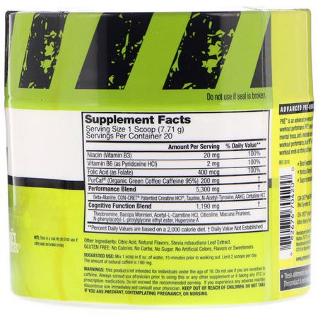 β-丙氨酸, 氨基酸: Promera Sports, PRE, Advanced Pre-Workout Formula, Lemon-Lime, 5.44 oz (154.2 g)