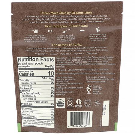 可可, 喝巧克力: Pukka Herbs, Cacao Maca Majesty Organic Latte, 2.65 oz (75 g)