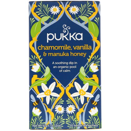 Pukka Herbs, Chamomile, Vanilla & Manuka Honey Tea, Caffeine Free, 20 Herbal Tea Sachets, 1.12 oz (32 g) Review