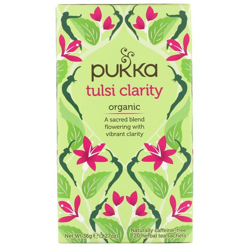Pukka Herbs, Organic Tulsi Clarity, Caffeine-Free, 20 Herbal Tea Sachets, 1.27 oz (36 g) Review