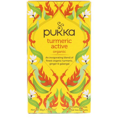 Pukka Herbs, Organic Turmeric Active, Caffeine Free, 20 Herbal Tea Sachets, 1.27 oz (36 g) Review