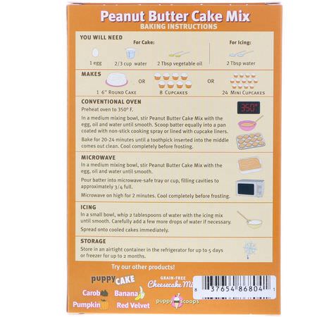 寵物零食, 寵物: Puppy Cake, Wheat-Free Cake Mix, For Dogs, Peanut Butter Flavored, 9 oz (255 g)