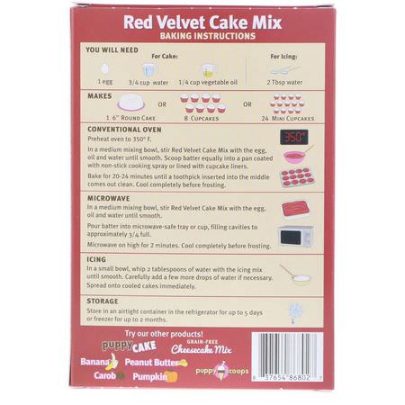 寵物零食, 寵物: Puppy Cake, Wheat-Free Cake Mix, For Dogs, Red Velvet, Beet Flavored, 9 oz (255 g)