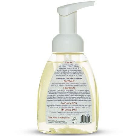 洗手液, 淋浴: Puracy, Natural Foaming Hand Soap, Lavender & Vanilla, 8.5 fl oz (251 ml)