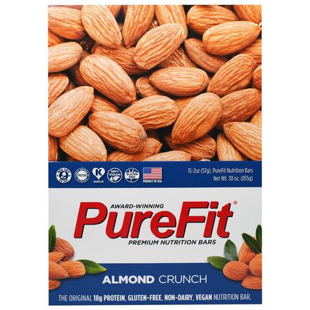 營養棒: PureFit Bars, Premium Nutrition Bars, Almond Crunch, 15 Bars, 2 oz (57 g) Each