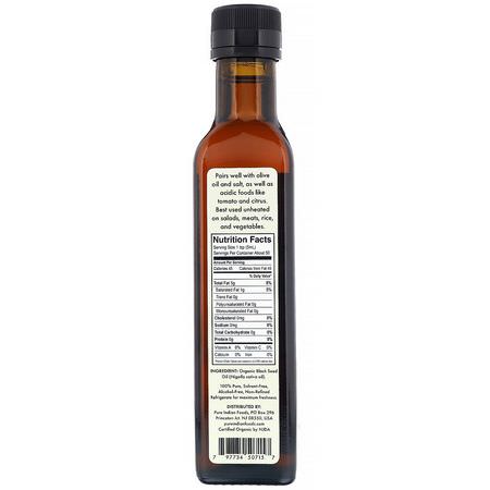 醋, 油: Pure Indian Foods, Organic Cold Pressed Virgin Black Seed Oil, 250 ml