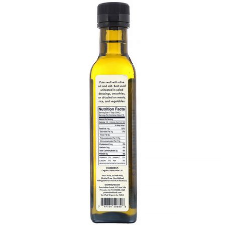 醋, 油: Pure Indian Foods, Organic Cold Pressed Extra-Virgin Sacha Inchi Oil, 250 ml