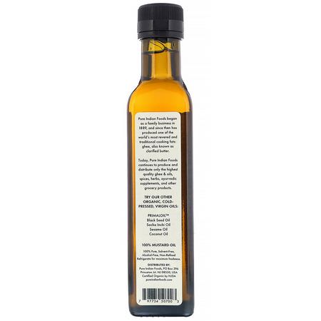 醋, 油: Pure Indian Foods, Organic Cold Pressed Virgin Mustard Seed Oil, 250 ml